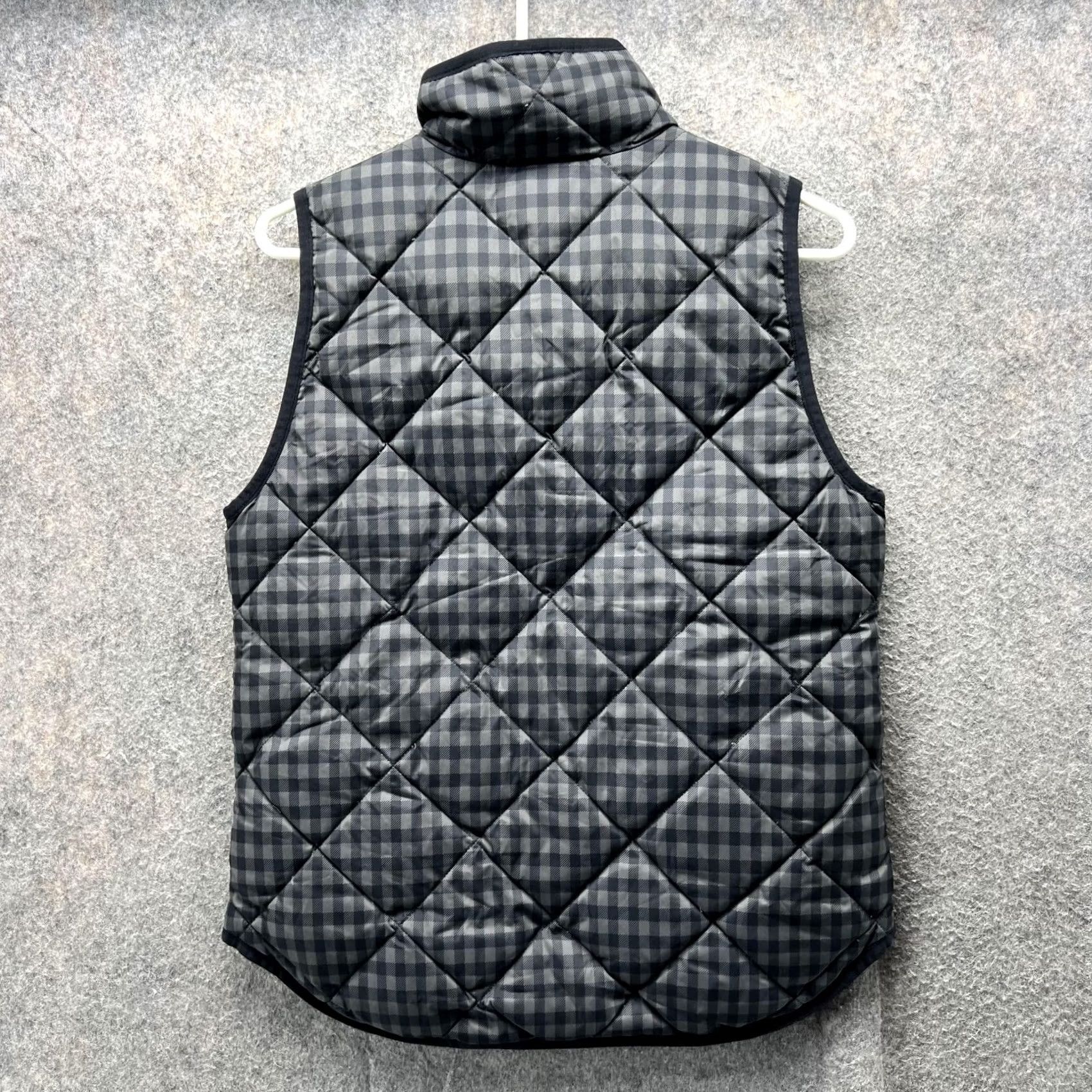 J.Crew VINTAGE J.CREW Vest Women XS Black Full Zip Puffer Sleeveless Jacket Quilted Check Gold Size XS / US 0-2 / IT 36-38 - 7 Thumbnail