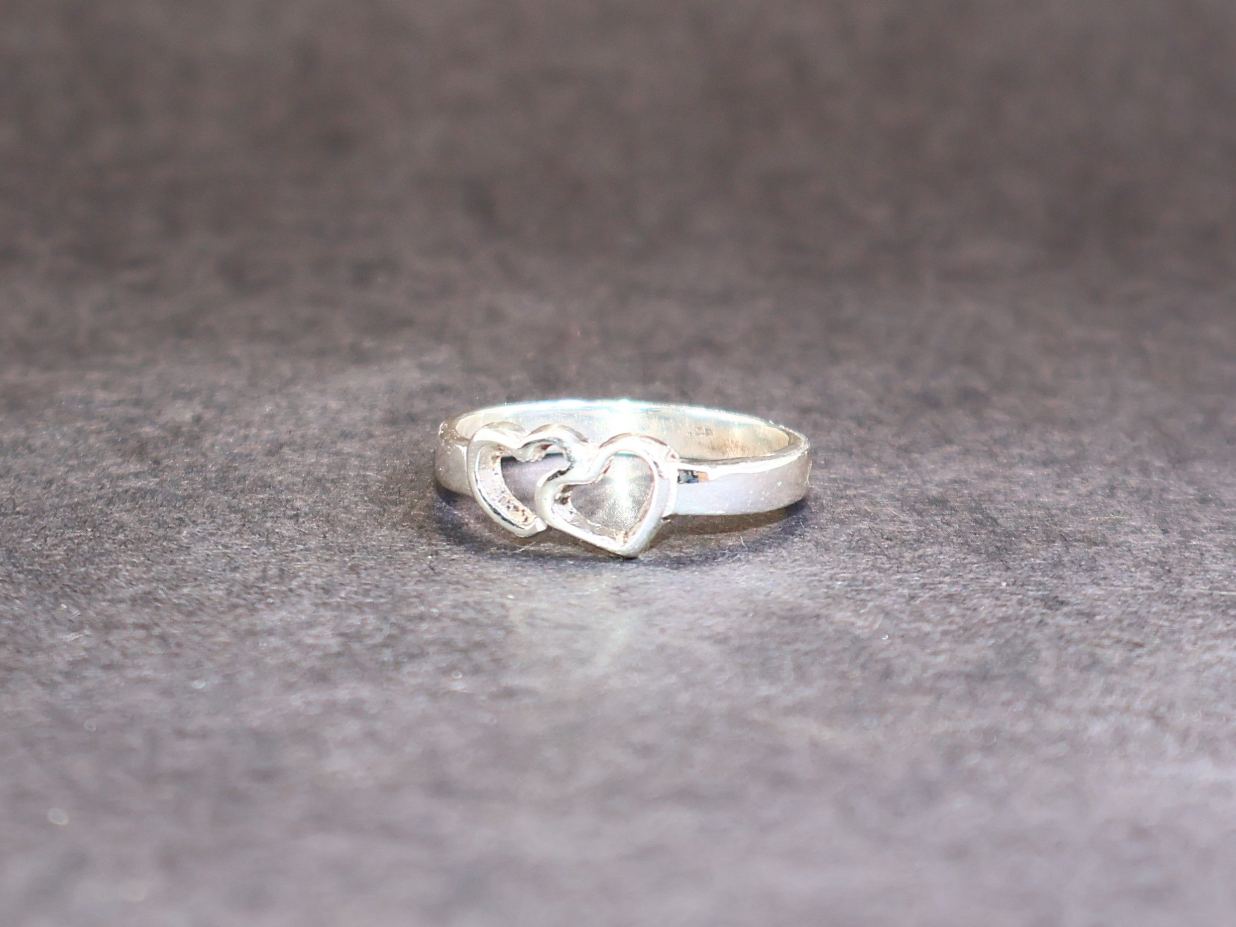 Handmade Double Heart Ring, Heart To Heart Ring, Sterling Silver Ring Size ONE SIZE - 2 Thumbnail