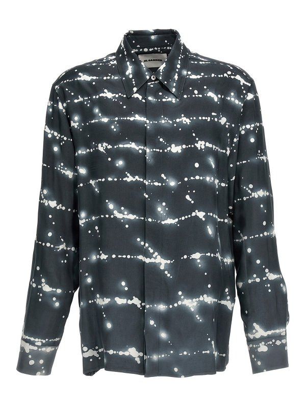 Jil Sander o1y1124 Long Sleeves Patterned Shirt in Lead & White Size US S / EU 44-46 / 1 - 1 Thumbnail
