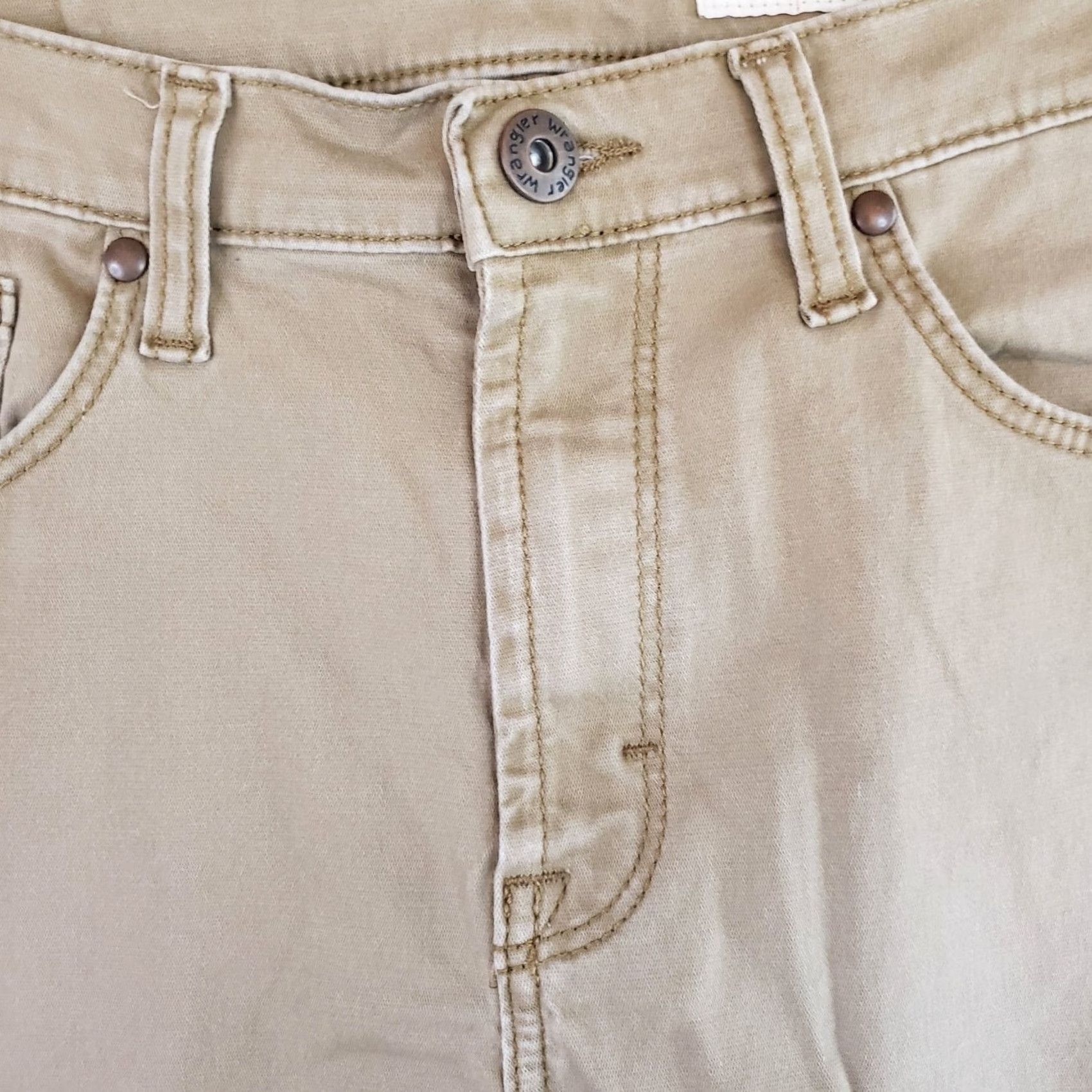 Wrangler Wrangler 5 Star Premium Slim Straight Jeans Tan 32x32 Mens Regular Cotton Elastane Stretch 5-Pocket USA Cowboy Logo Zipper Button Denim Size US 32 / EU 48 - 5 Thumbnail