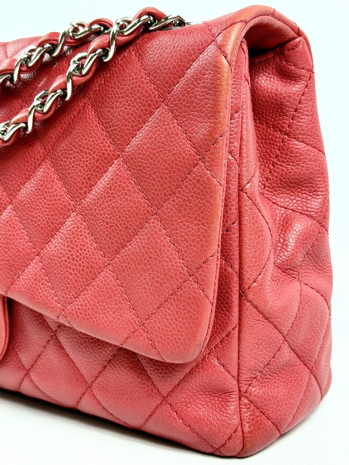 Chanel Chanel - Karl - 2008 - Raspberry Red - Caviar - Jumbo - Flap Size ONE SIZE - 10 Thumbnail