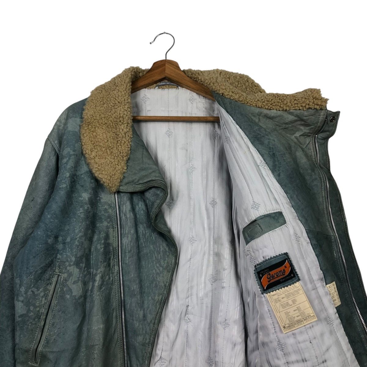 Vintage 🔥VINTAGE LEATHER JACKET DOUBLE COLLAR SHERPA GEROME SPAIN Size US M / EU 48-50 / 2 - 12 Thumbnail