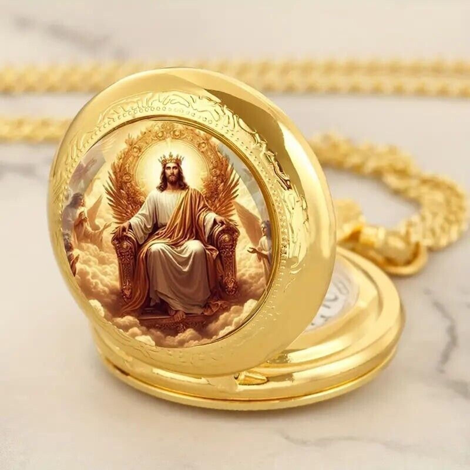 Other Quartz Pocket Watch with Jesus Christ Seated Size ONE SIZE - 4 Thumbnail