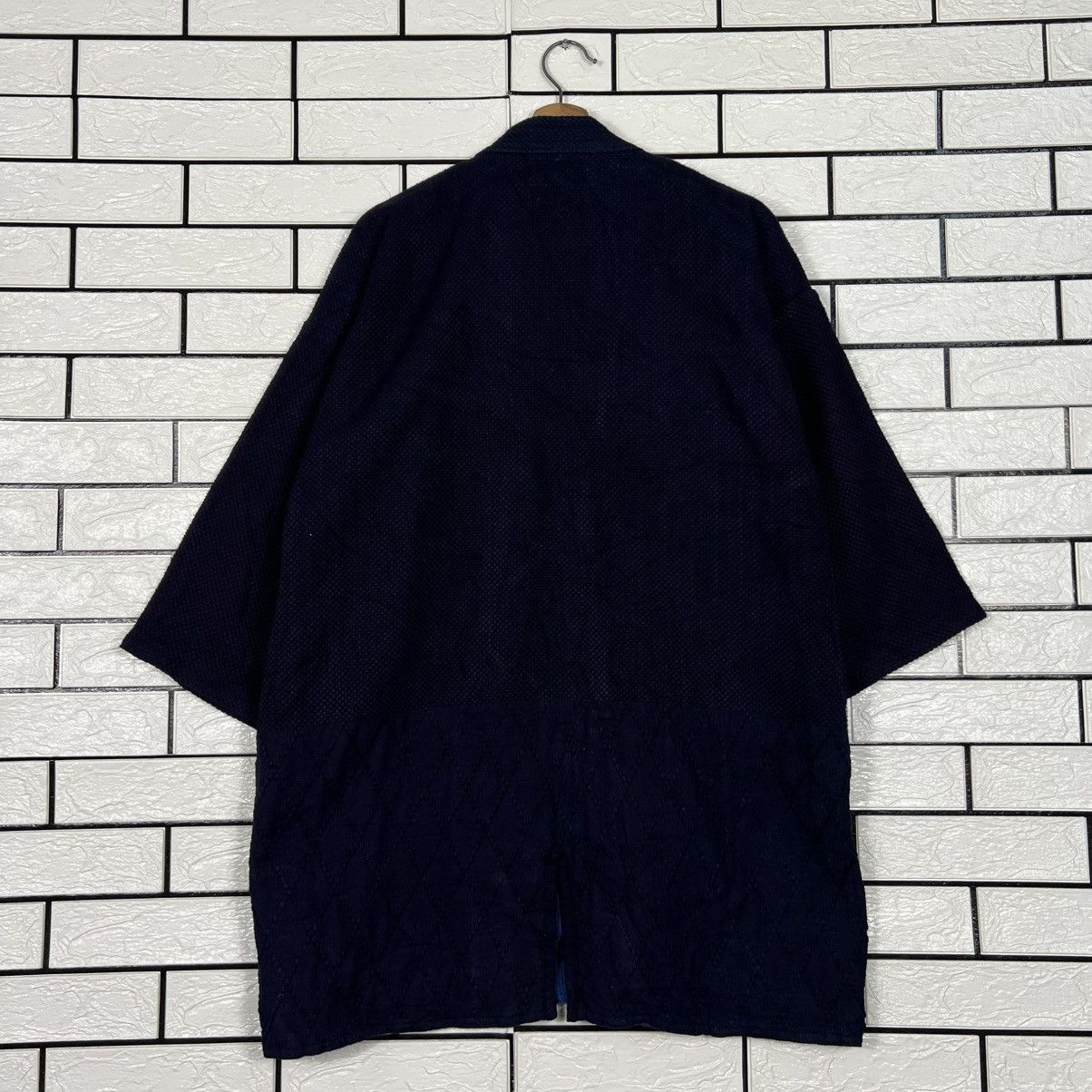 Japanese Brand Indigo Bushu Navy Blue Sashiko Thick Weave Kimono #4155-C190 Size US L / EU 52-54 / 3 - 14 Thumbnail