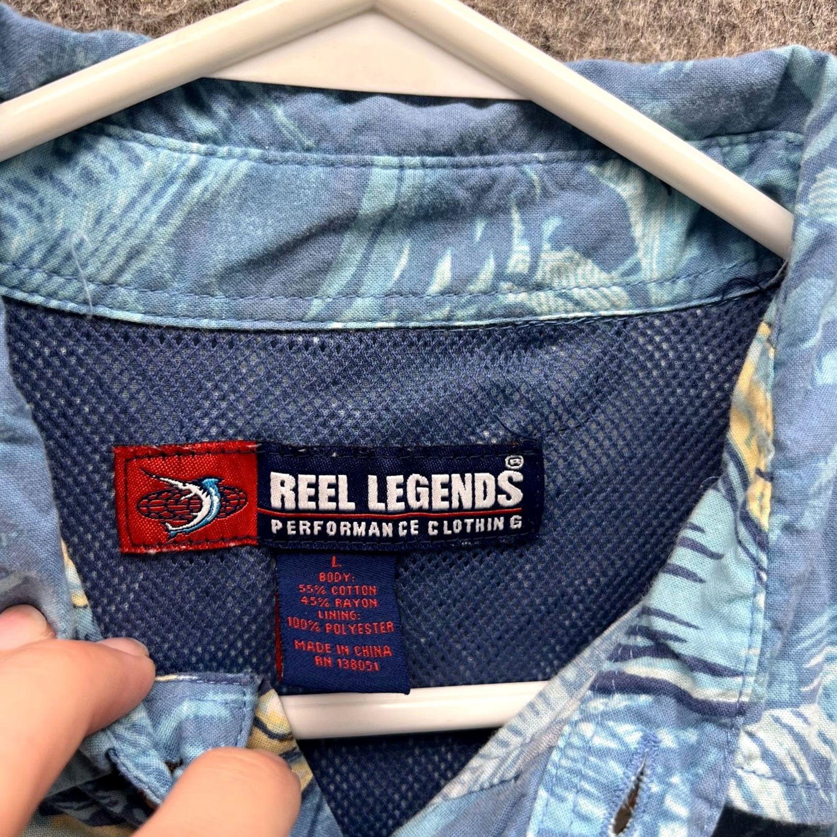 Vintage Reel legends Shirt Men L Blue Floral Hawaiian Button-Up Collared Short Sleeve Vintage: No Size US L / EU 52-54 / 3 - 5 Thumbnail