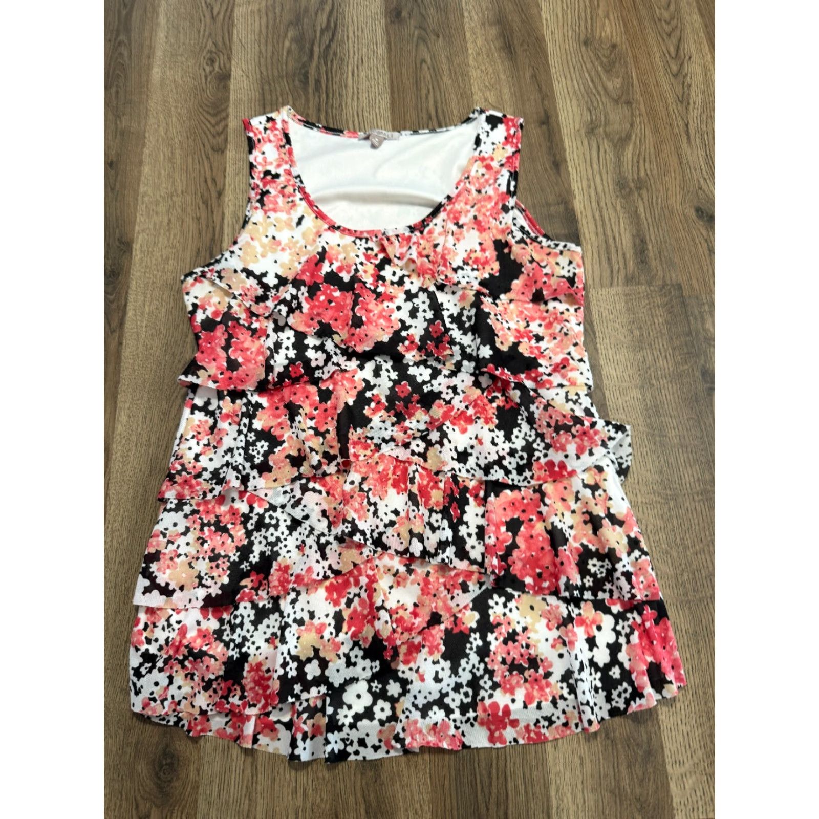 Pinko Roz & Ali Tank Top Women's M Black Pink White Floral Allover Print Tank Women's Size Medium Multicolor Floral Size M / US 6-8 / IT 42-44 - 2 Thumbnail