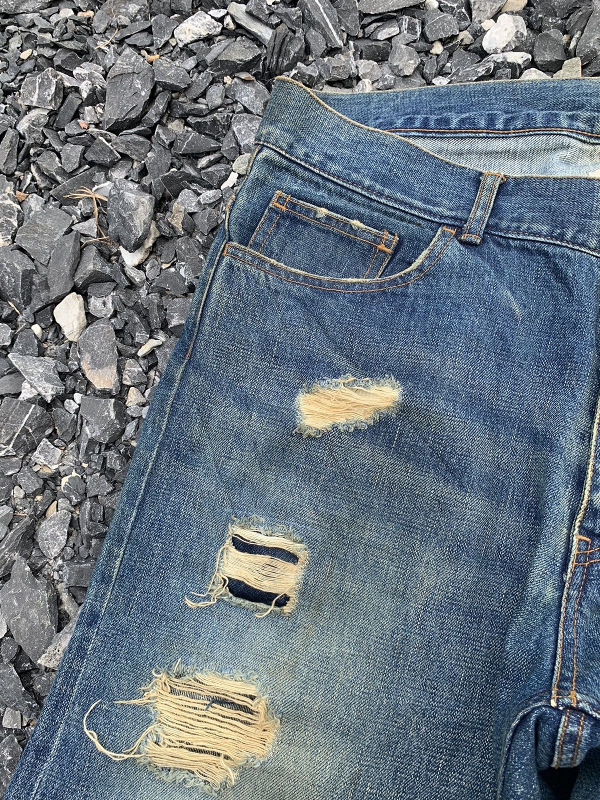 Kapital RARE💥BRAITONE SELVEDGE JAPANESE DISTRESSED DENIM Size US 39 - 11 Thumbnail