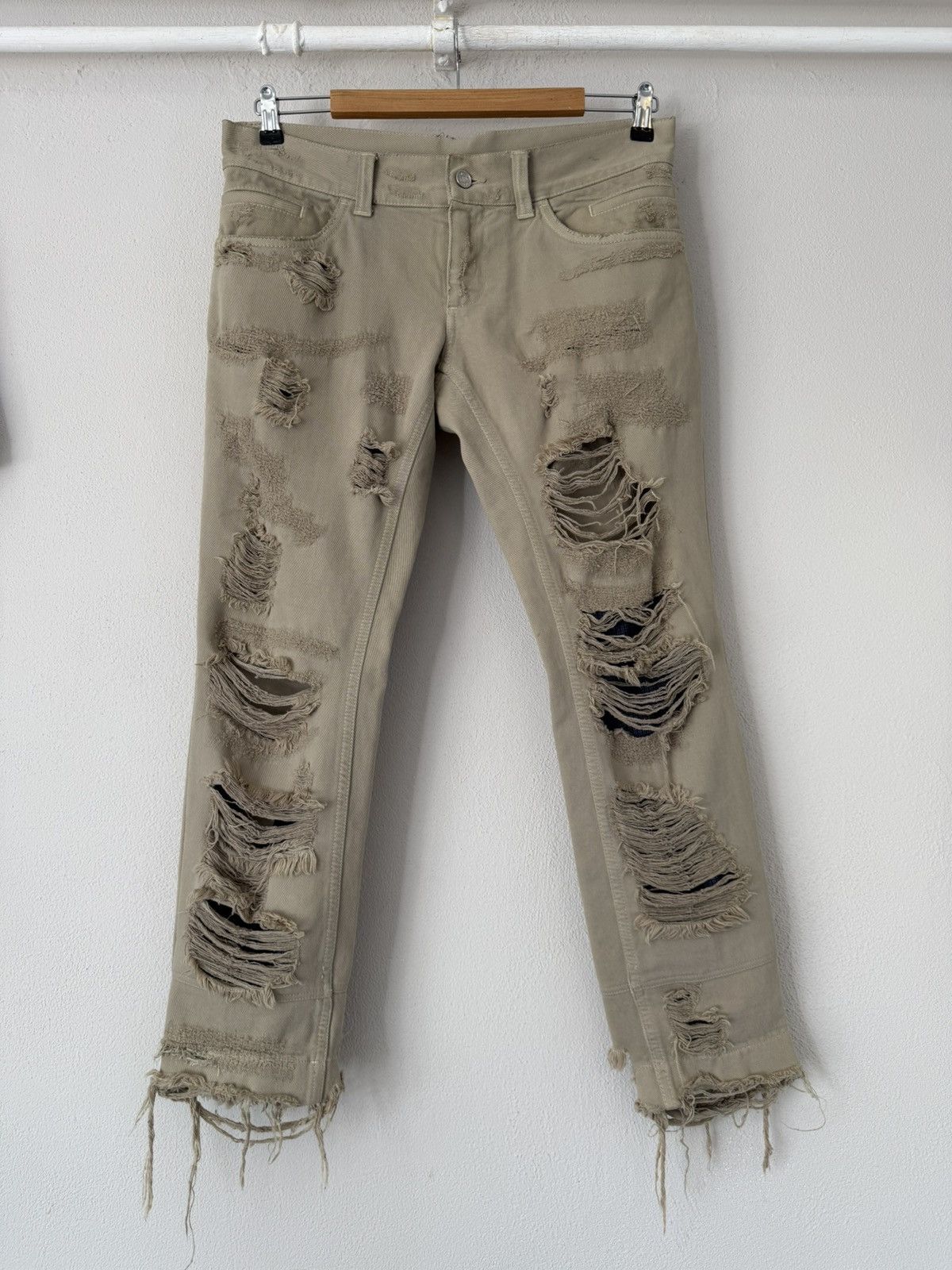 Dolce & Gabbana Destroyed Beige Denim with Frayed Hem Size US 32 / EU 48 - 1 Thumbnail