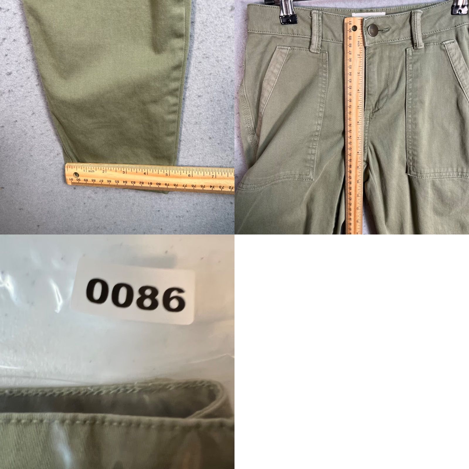 Olive VINTAGE Caslon Womens 0 Olive Green Chino Pants Casual Flat Front Cotton Spandex Size 25" / US 0 / IT 36 - 8 Thumbnail