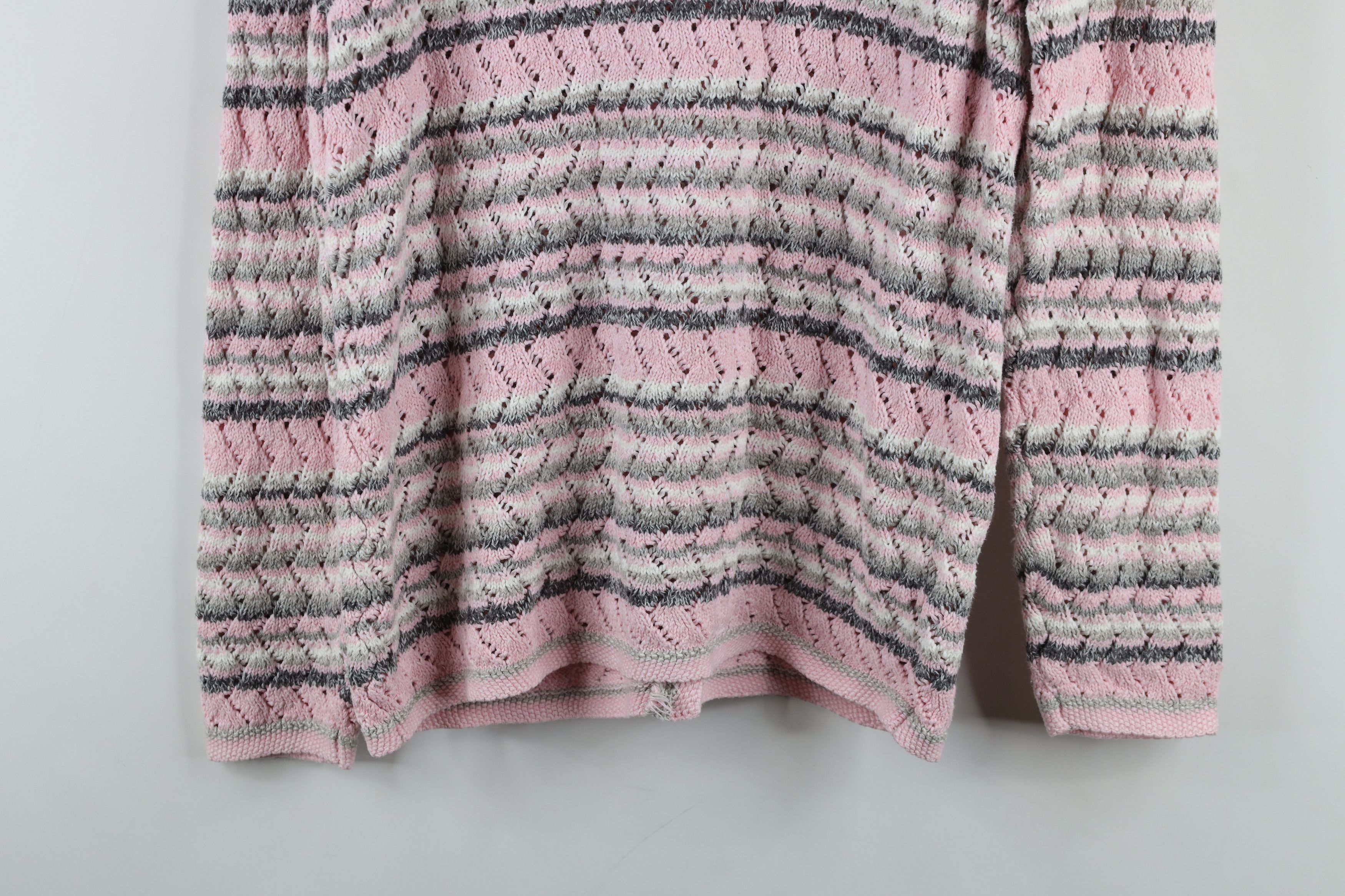 Vintage Vintage 90s Streetwear Crochet Knit Striped Cardigan Sweater Size M / US 6-8 / IT 42-44 - 11 Thumbnail