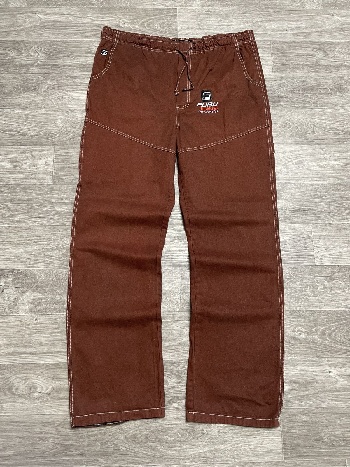 Fubu Vintage FUBU Brown Carpenter Pants Rap 90s Size US 35 - 2 Thumbnail