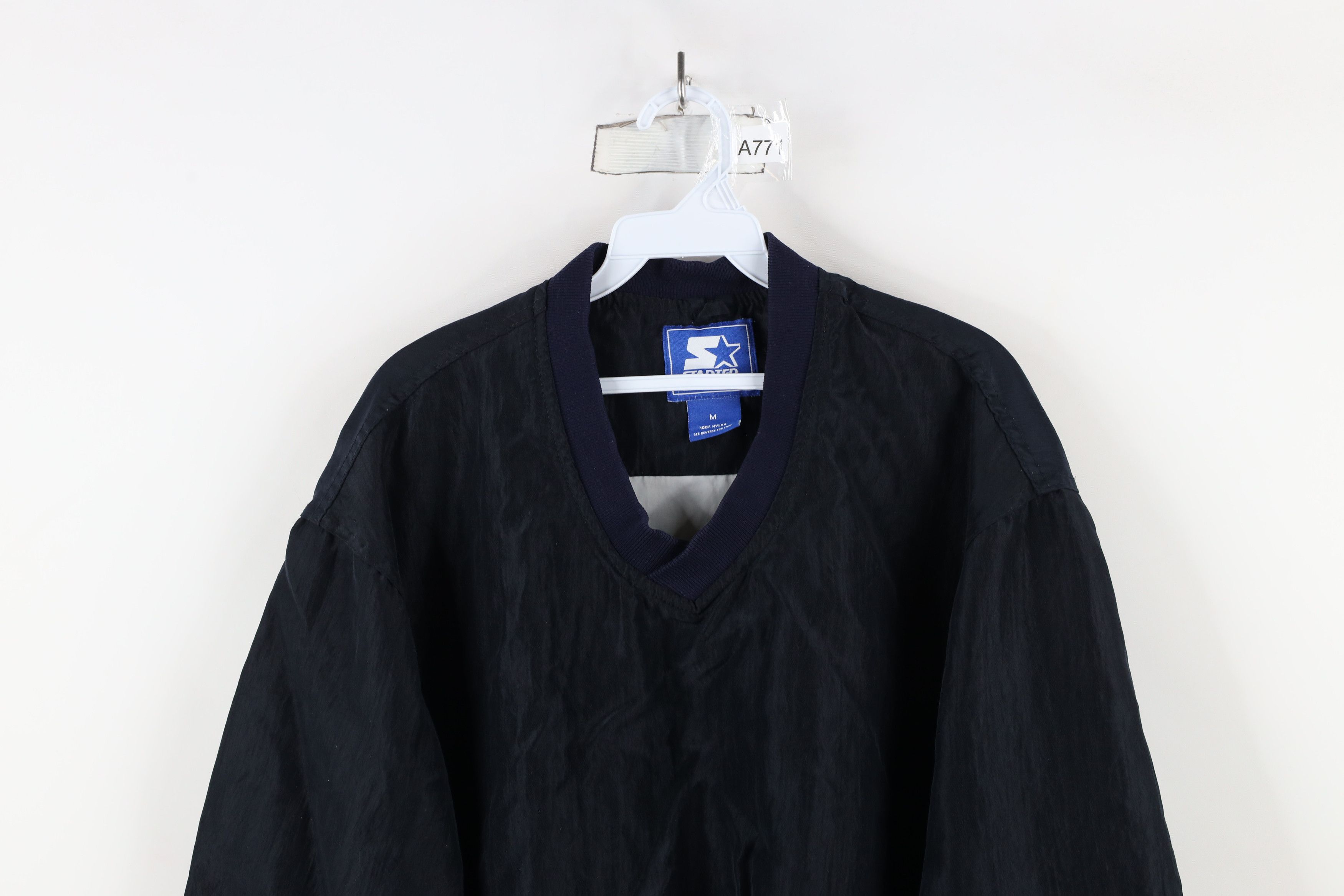 Starter × Vintage Vintage 90s Starter Blank Pullover Windbreaker Jacket Blue Size US M / EU 48-50 / 2 - 2 Thumbnail