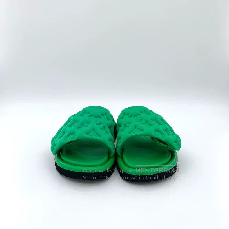Louis Vuitton Louis Vuitton Green logo presbyopic embossed flat slippers Size US 5.5 / IT 35.5 - 3 Thumbnail