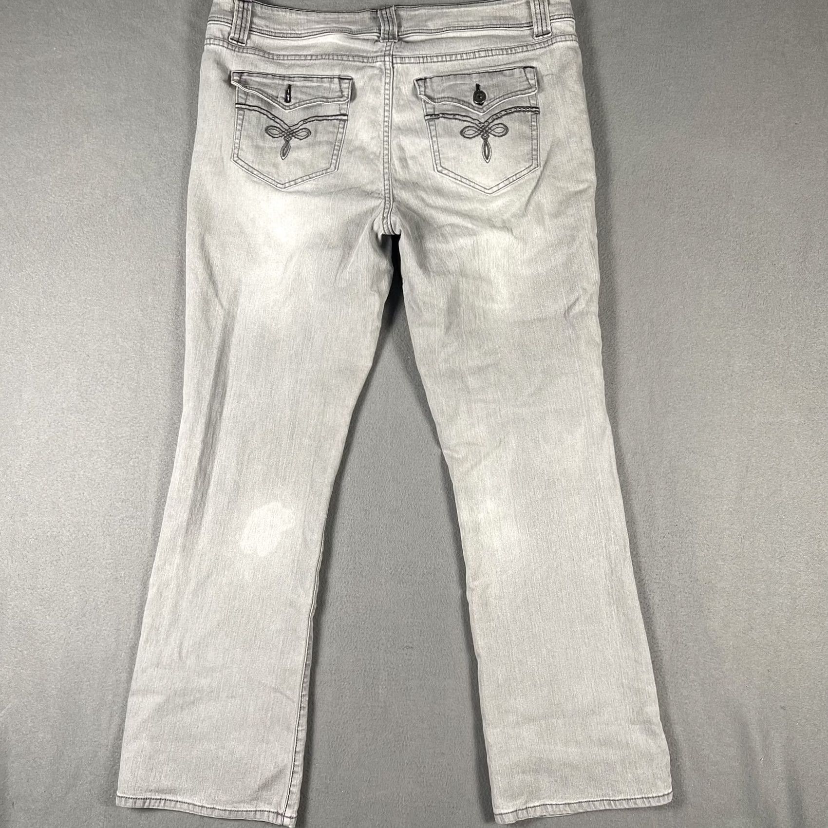 Jordache Jordache Jeans Womens 14 Gray Bootcut Stretch Embroidered Pocket Casual Pants Size 36" / US 14 / IT 50 - 2 Thumbnail