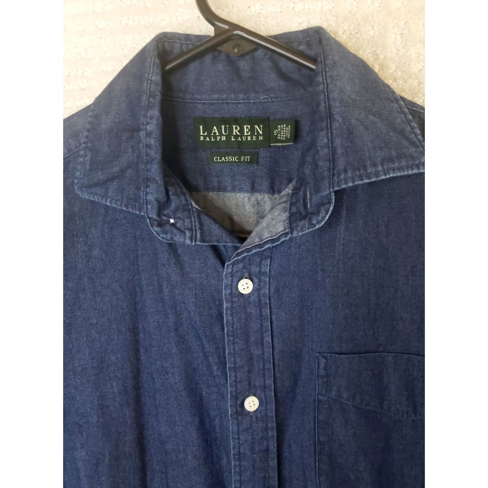 Ralph Lauren Lauren Ralph Lauren Shirt Men M Blue Denim Classic Fit Button L. S. 15 X 32/33 Size US M / EU 48-50 / 2 - 4 Thumbnail