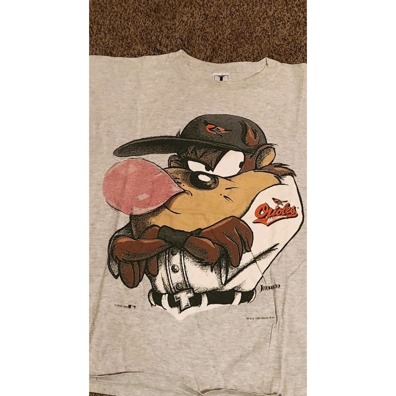 MLB VINTAGE 90s Taz Baltimore Orioles MLB T Shirt XL Gray Men Jostens Graphic Tee Cotton Baseball Looney Tunes Size US XL / EU 56 / 4 - 2 Thumbnail