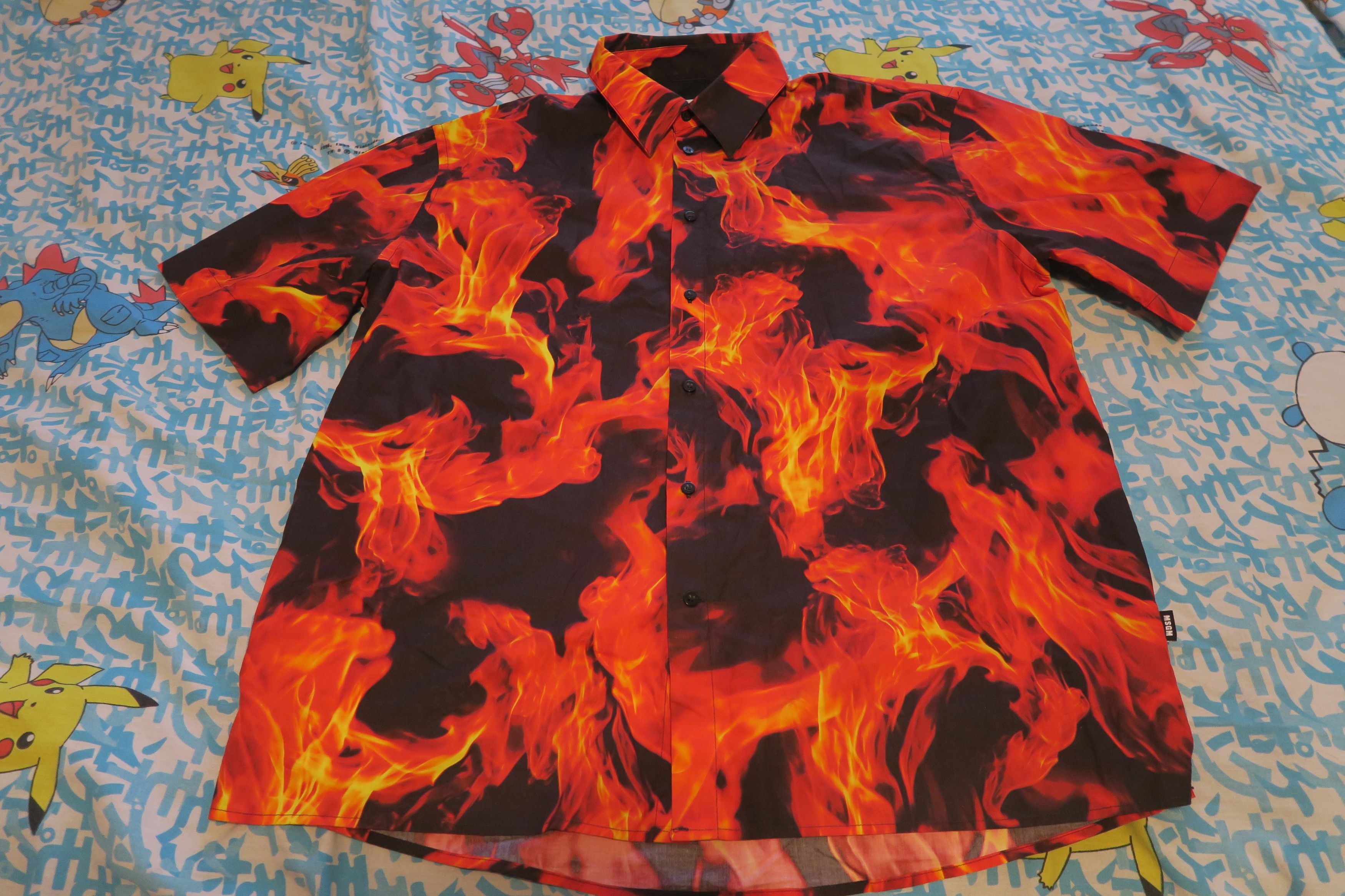 MSGM MSGM Milano Flame Print Short Sleeve Button Shirt Size 16/41 Size US L / EU 52-54 / 3 - 1 Thumbnail