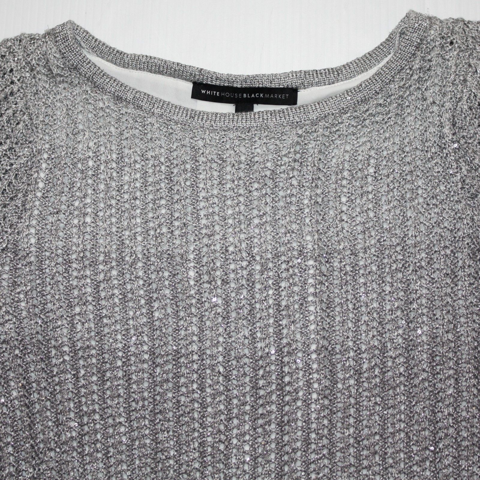 White House Black Market Women's Sequin Silver Ombre Twofer Sweater in size S Size S / US 4 / IT 40 - 3 Thumbnail
