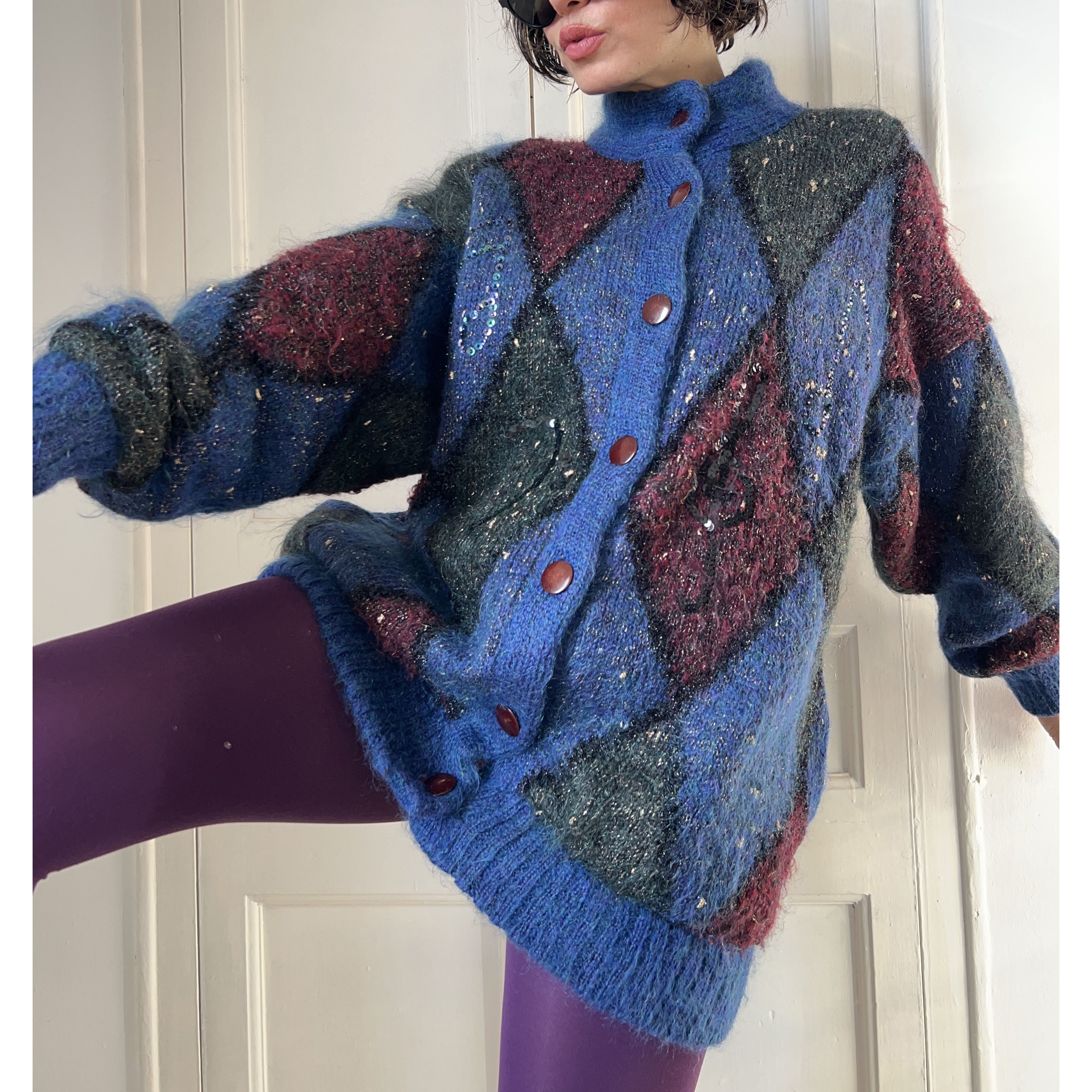 Vintage Vintage Mohair Harlequin Cardigan Size M / US 6-8 / IT 42-44 - 6 Thumbnail