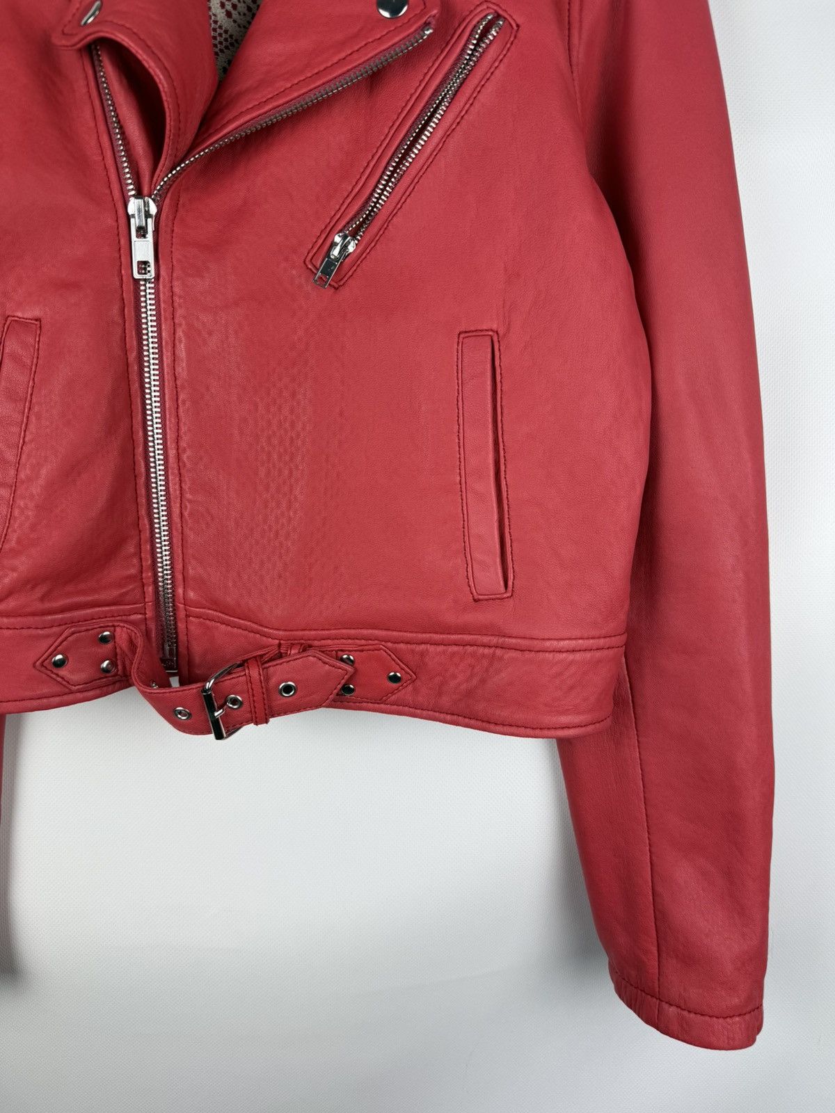 Maje Maje Ladies Full Zip Real Leather Belted Biker Jacket Size S / US 4 / IT 40 - 6 Thumbnail