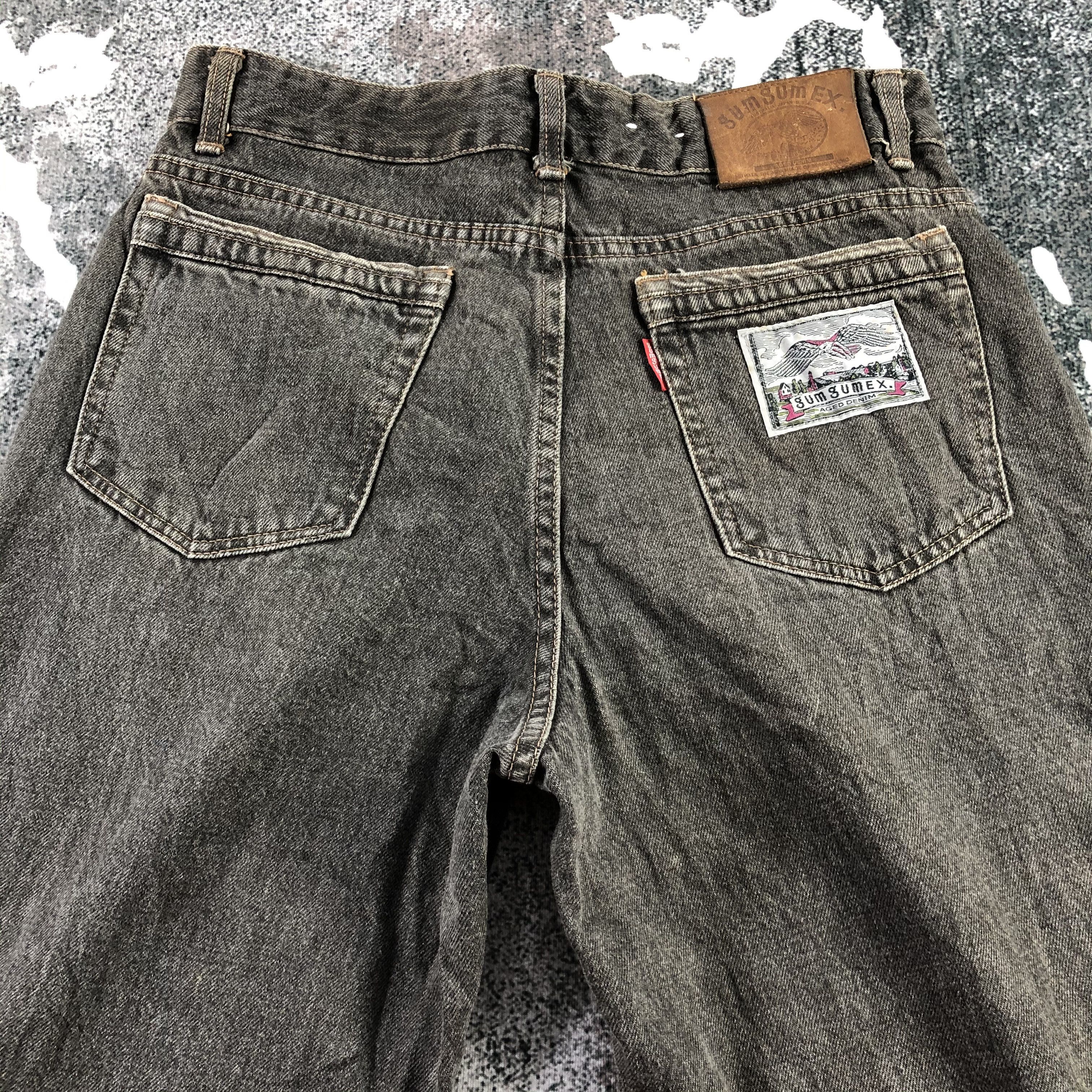 Japanese Brand Vintage Gum Gumex Jeans Faded Black Denim KJ1397 Size US 30 / EU 46 - 4 Thumbnail