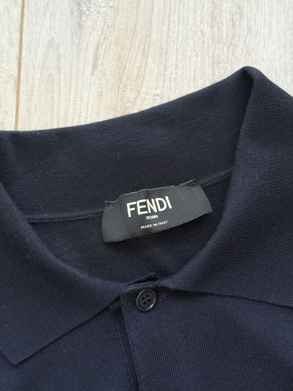Fendi Fendi FF Logo Pique Navy Blue Polo button down Size US M / EU 48-50 / 2 - 10 Thumbnail