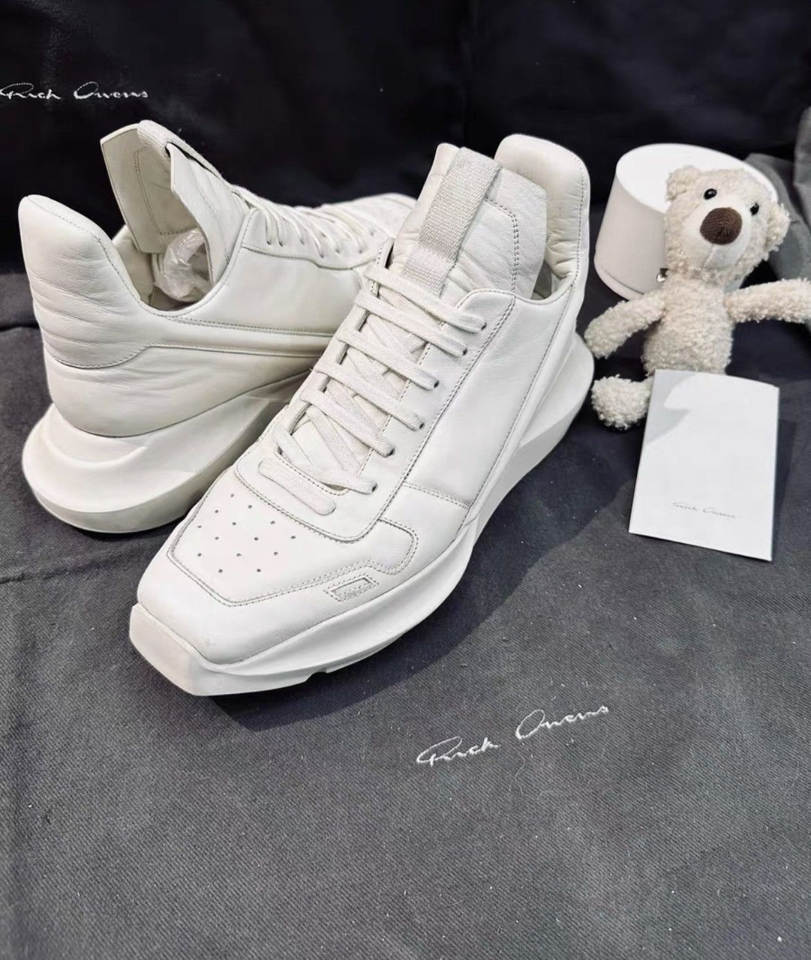 Rick Owens leather tank-sole platform trainers