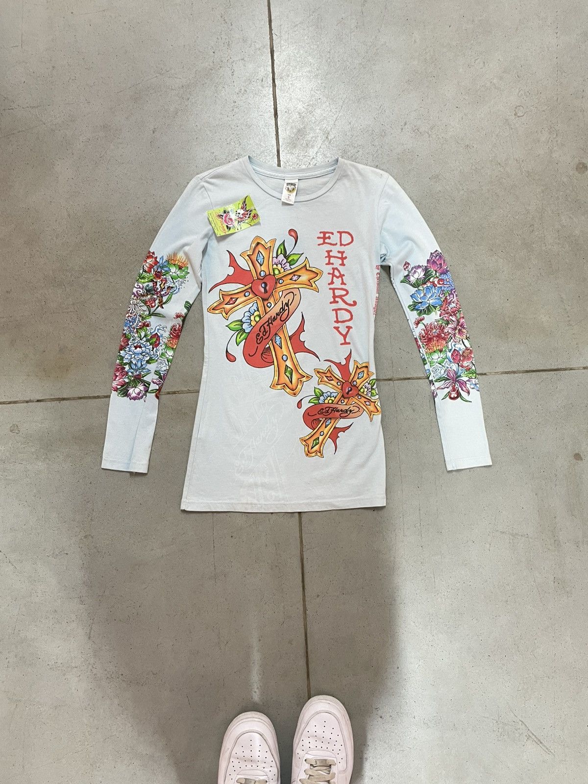 Ed Hardy 🔥NWT🔥 Women’s Vintage Ed Hardy Dress Long Sleeve Tee Shirt Size S / US 4 / IT 40 - 5 Thumbnail