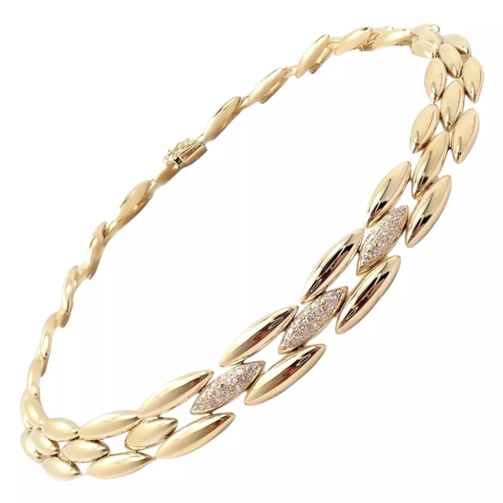 Cartier Cartier 18k Diamond Three Row Gentiane Rice Link Necklace Size ONE SIZE - 1 Thumbnail
