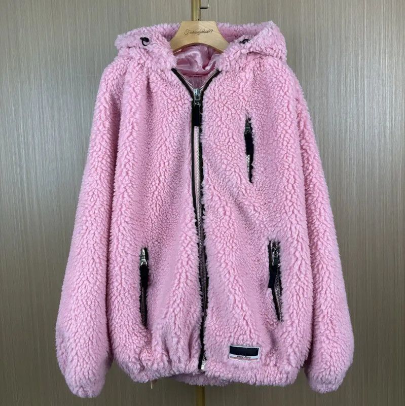 Miu Miu Miu Miu Women's Pink Fleece Zip-Up Cardigan 0089 Size M / US 6-8 / IT 42-44 - 1 Thumbnail