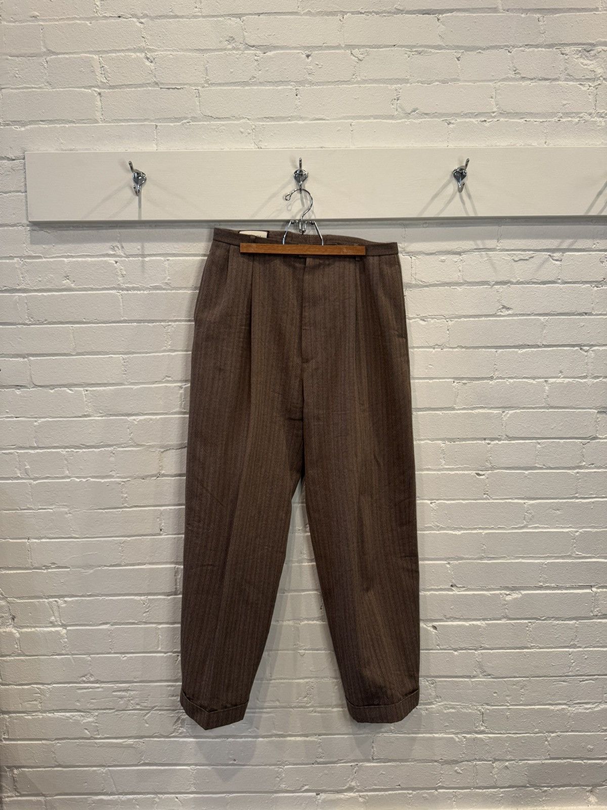 Gucci SS20 Wide Leg Grey-Brown Wool Trousers