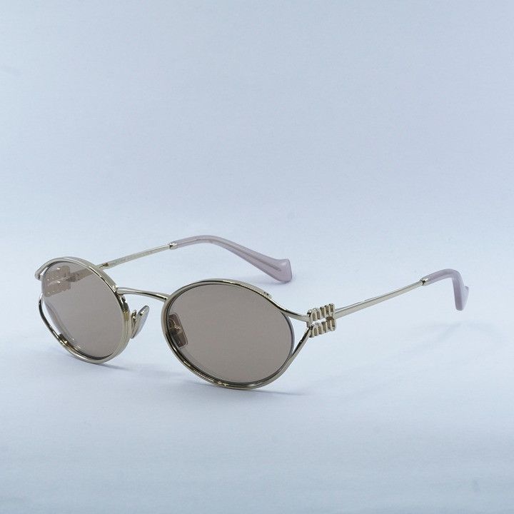Miu Miu Miu Miu MU52YS ZVN20F Sunglasses Pale Gold Oval Frame, Pink Size ONE SIZE - 2 Thumbnail