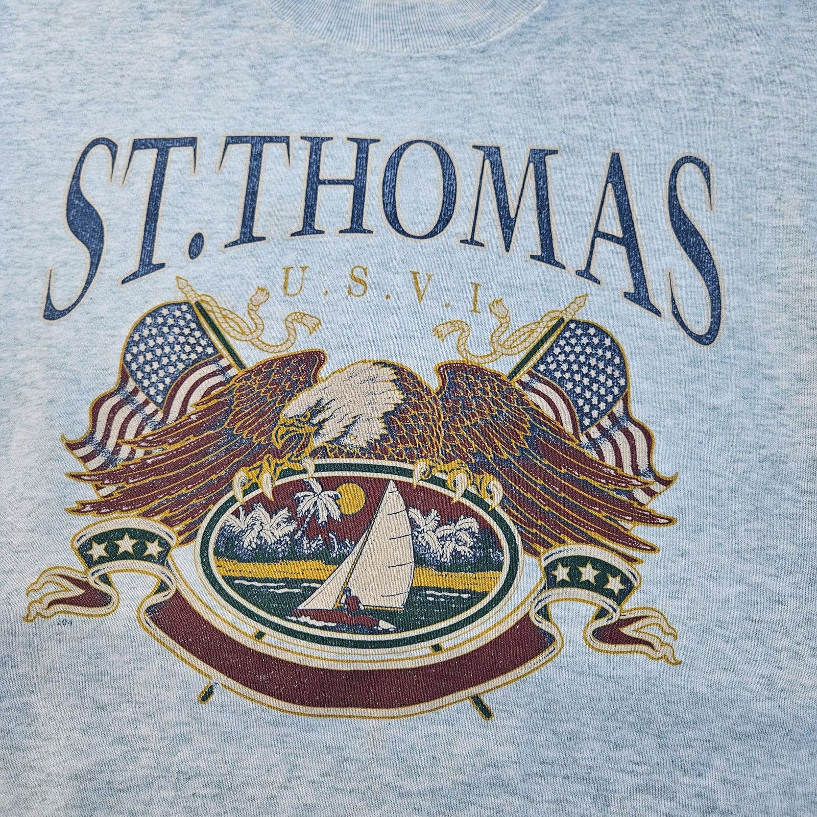 Fruit Of The Loom Vintage Crew Neck Pullover St. Thomas Grey Size Large Size US L / EU 52-54 / 3 - 2 Thumbnail