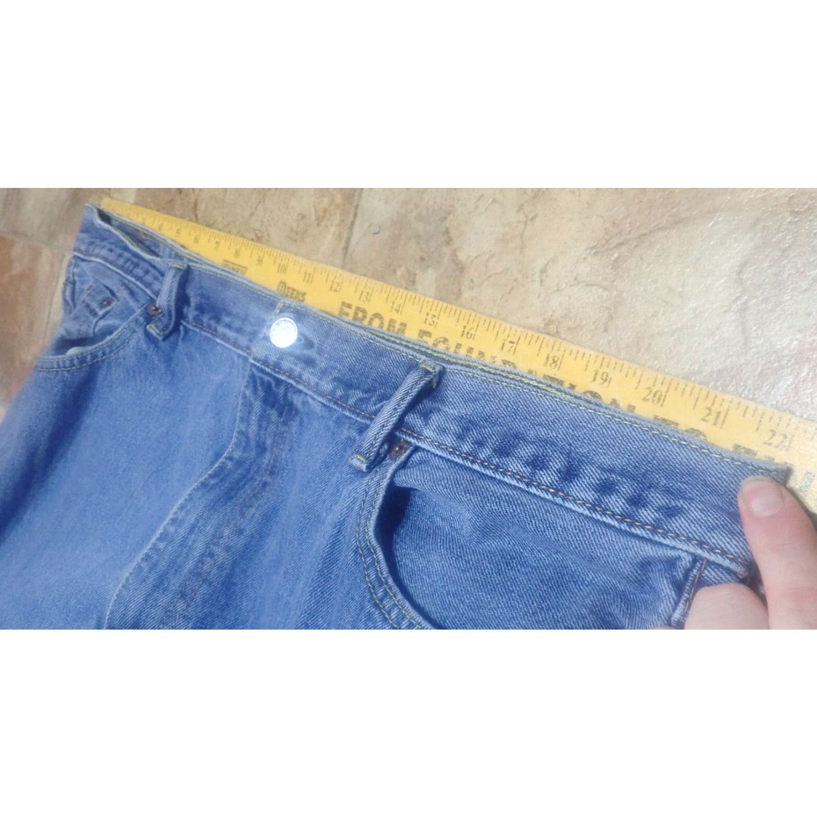 Levi's VINTAGE Levi's Men's 550 Relaxed Straight Jeans Big & Tall Waist 44 Inseam 30 Dark Blue Whisker Fade 90s Size US 44 / EU 60 - 4 Thumbnail