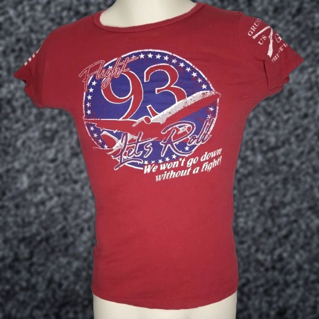 Vintage VINTAGE Grunt Style T-Shirt Womens M Flight 93 Lets Roll We Wont Go Down Without A Fight Red Cotton 100% Print Patriotic Womens Size M / US 6-8 / IT 42-44 - 1 Thumbnail