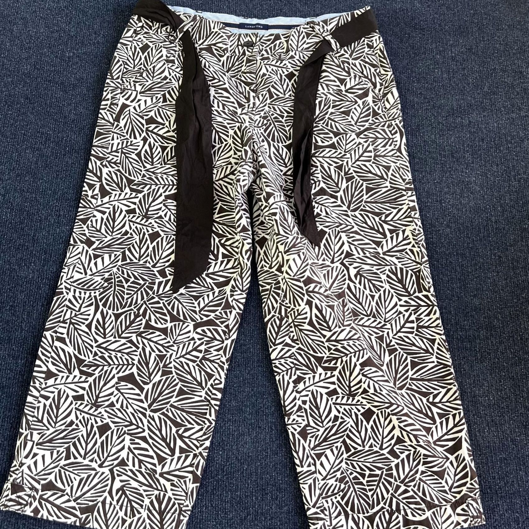 Lands' End Lands End Womens Pants 10 Brown White Leaf Print Crop Chino 100% Cotton Size 32" / US 10 / IT 46 - 2 Thumbnail