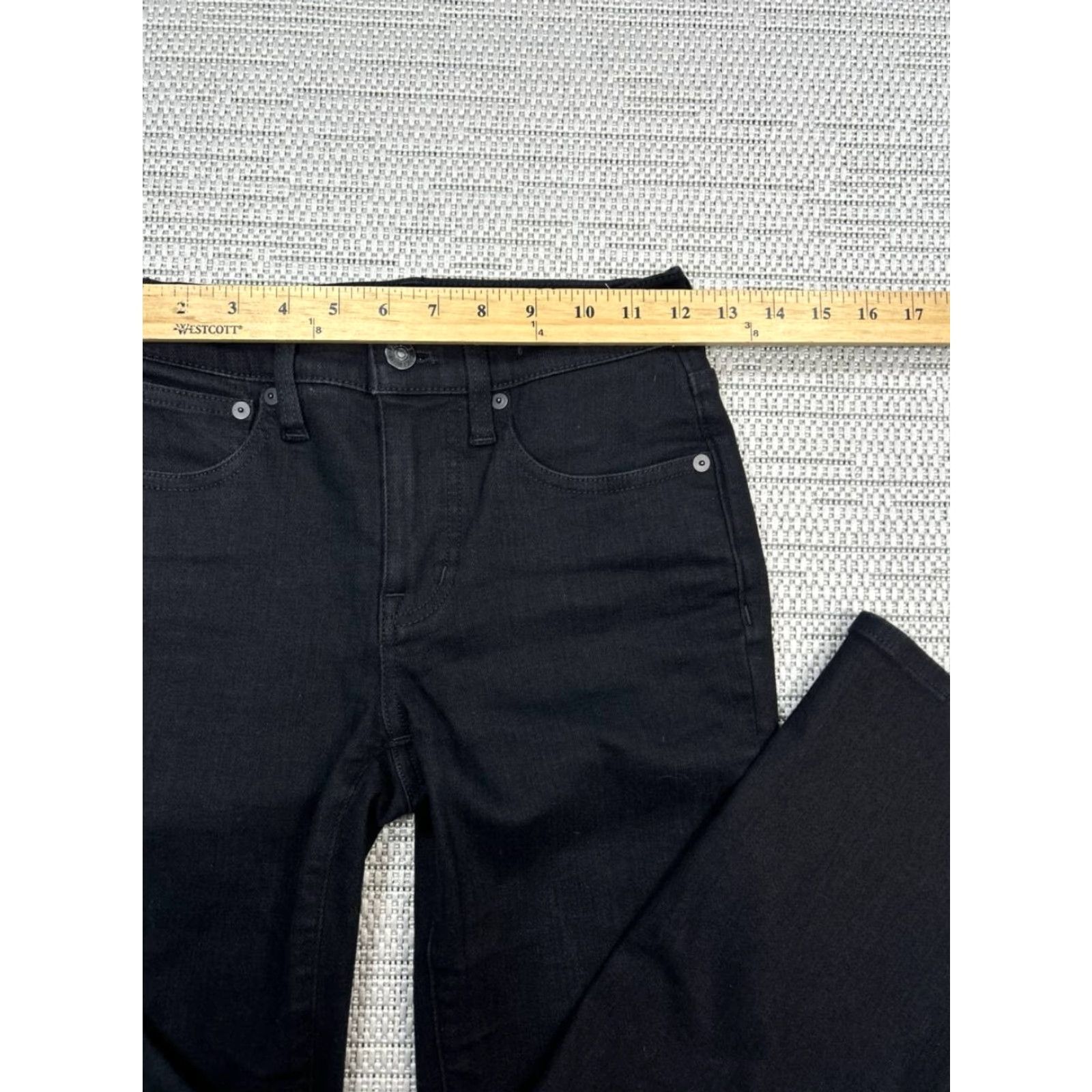 Madewell Madewell Mid Rise Kick Out Jeans Womens 24 Petite Black Denim Stretch Crop 24x25 Size 42" / US 20 - 4 Thumbnail