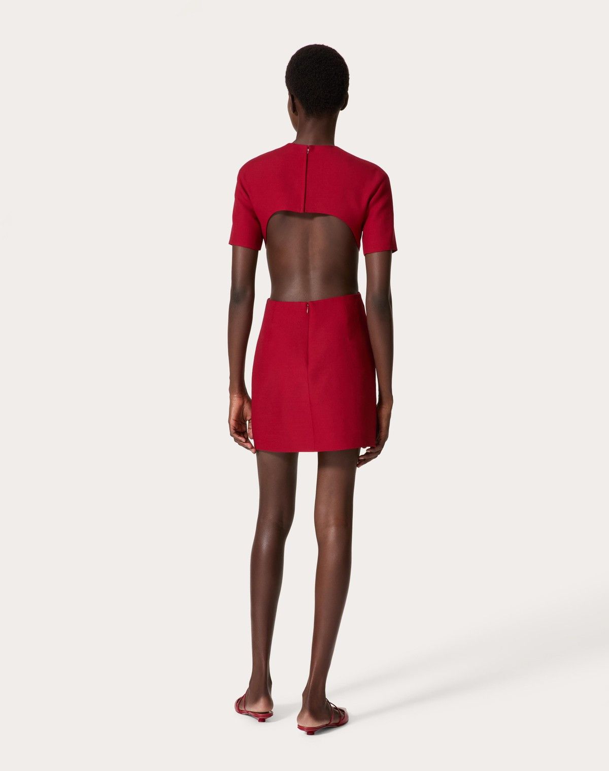 Valentino o1s1wg110525 Crepe Couture Short Dress in Red Size M / US 6-8 / IT 42-44 - 5 Thumbnail
