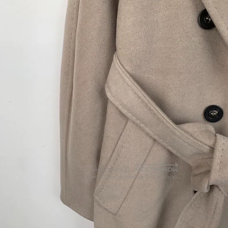 Max Mara Max Mara Sandy Sheep Wool Lapel Double Breasted Belted Coa Size L / US 10 / IT 46 - 4 Thumbnail