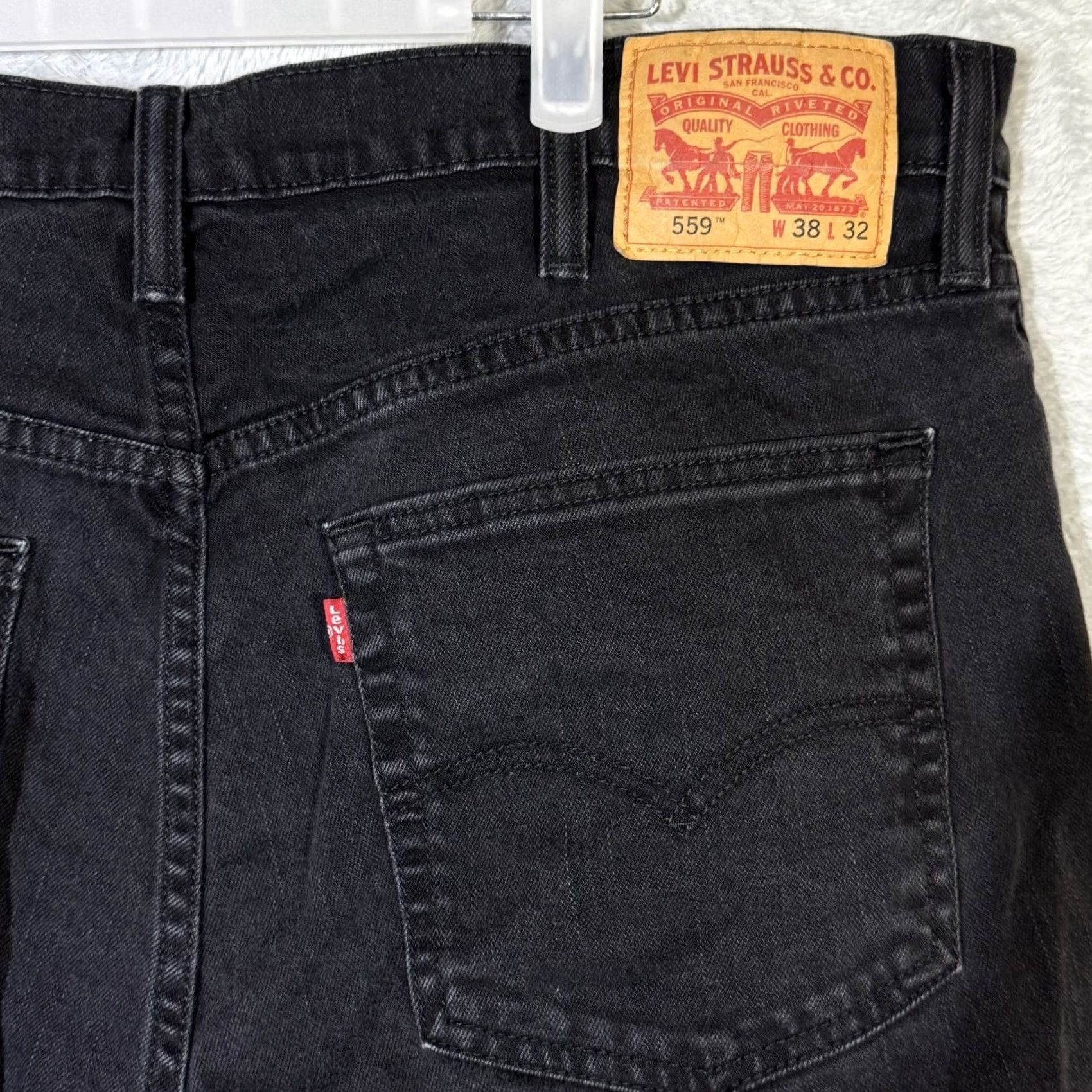 Levi's Levi's 559 Men Jeans 38x32 Black Stretch Denim Relaxed Straight Mid Rise Size US 38 / EU 54 - 7 Thumbnail