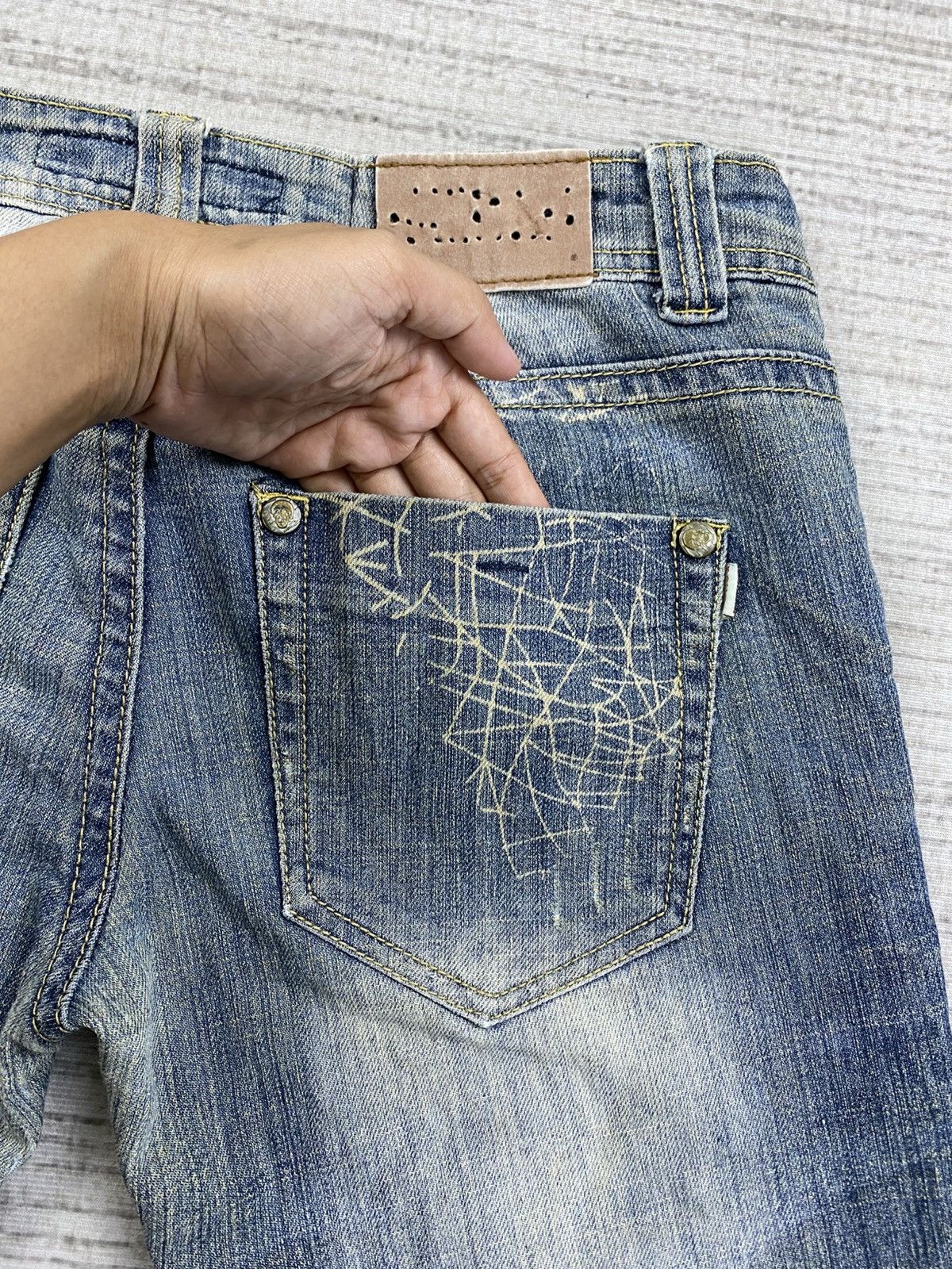 Hysteric Glamour Vintage Distressed Denim Jeans with Crisscross Punk Pants Size US 29 - 11 Thumbnail