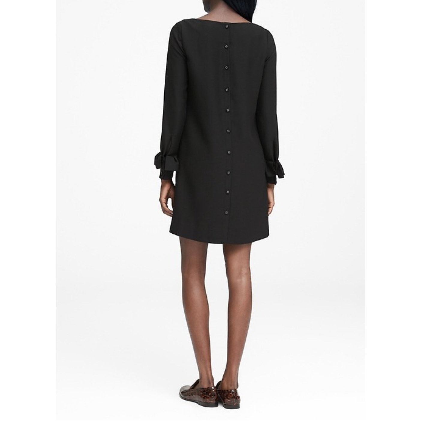 Banana Republic Banana Republic - Ruffle-Cuff Button-Back Dress / 4P / Black Size S / US 4 / IT 40 - 2 Thumbnail