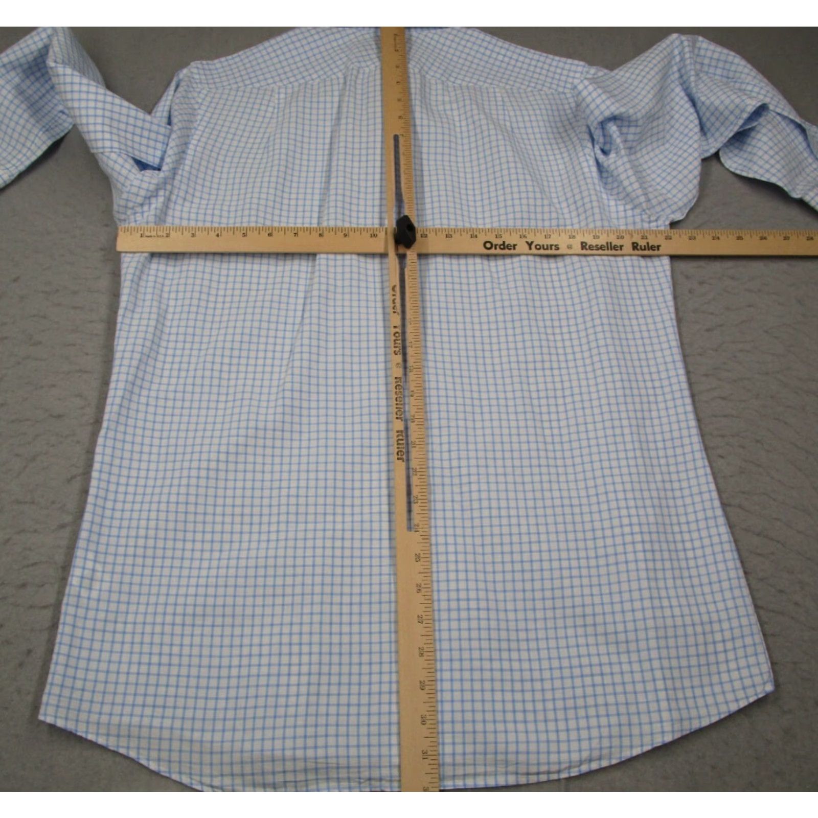 Charles Tyrwhitt Charles Tyrwhitt Dress Shirt Mens Slim Blue Check Long Sleeve Linen Blend Button Up Work Size 34R - 5 Thumbnail