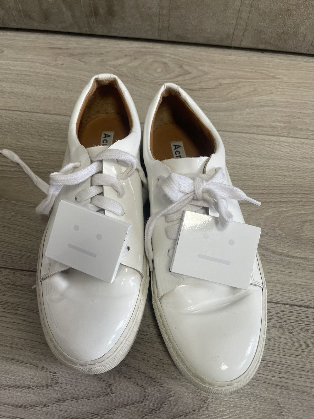 Acne Studios Acne Studios Adriana Patent White Low-Top Sneakers Size US 7 / IT 37 - 2 Thumbnail