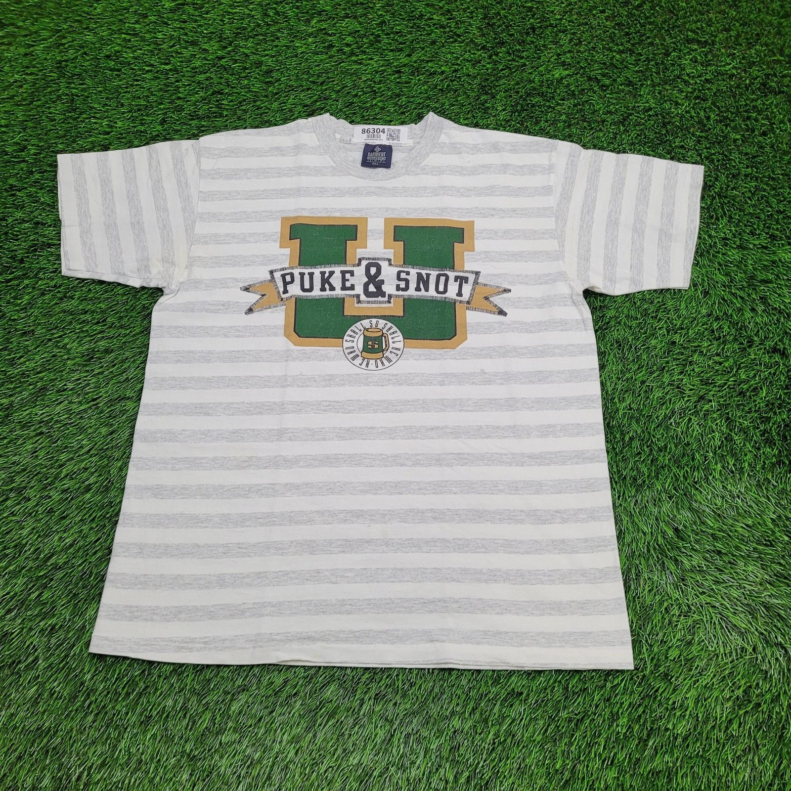 & Other Stories Vintage 90s Puke-&-Snot University Shirt L 22x27 