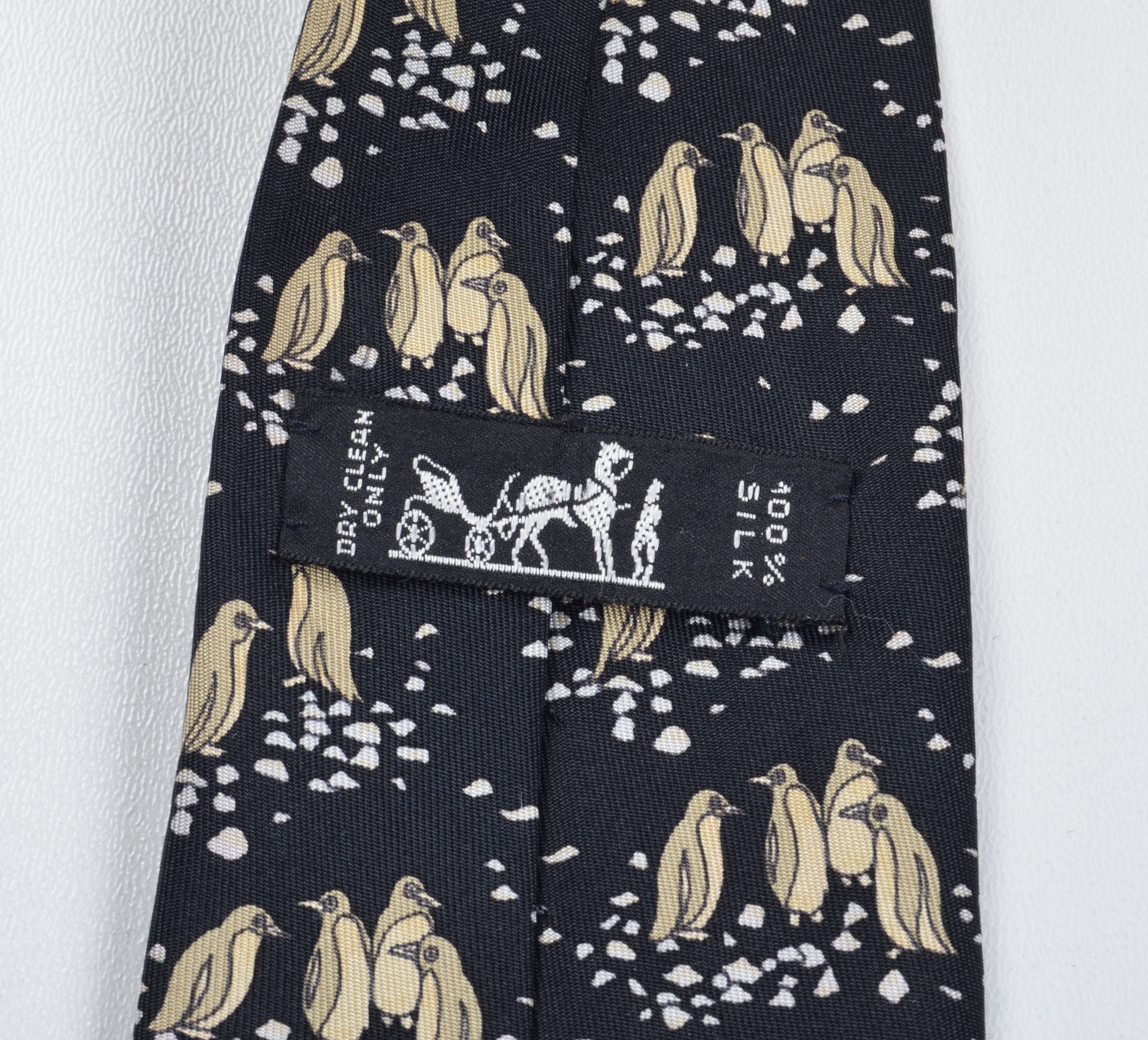 Hermes Hermes Paris 7334 EA Silk Black Penguin Tie Size ONE SIZE - 7 Thumbnail
