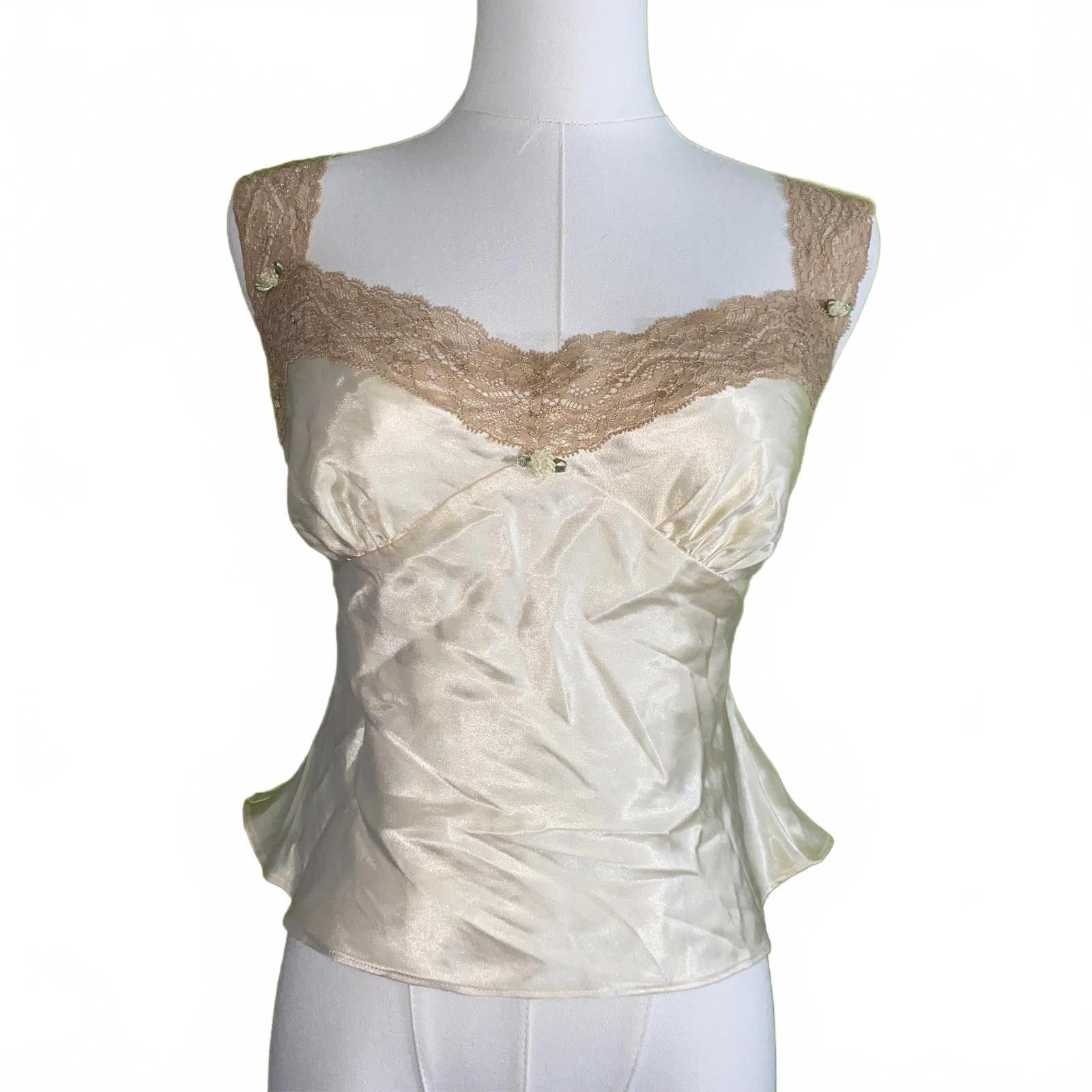 Designer Vintage Victoria’s Secret Silky Lace Cami M Romantic 90s Size M / US 6-8 / IT 42-44 - 1 Thumbnail