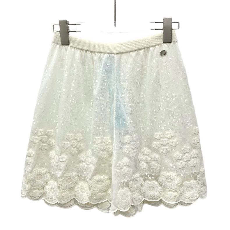 Chanel Chanel Beige sequin camellia embroidered cotton casual ski Size 26" / US 2 / IT 38 - 1 Thumbnail