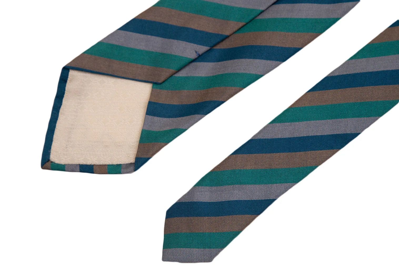 Dries Van Noten Silk Regimental Tie in Blue Grey and Brown Size ONE SIZE - 5 Thumbnail