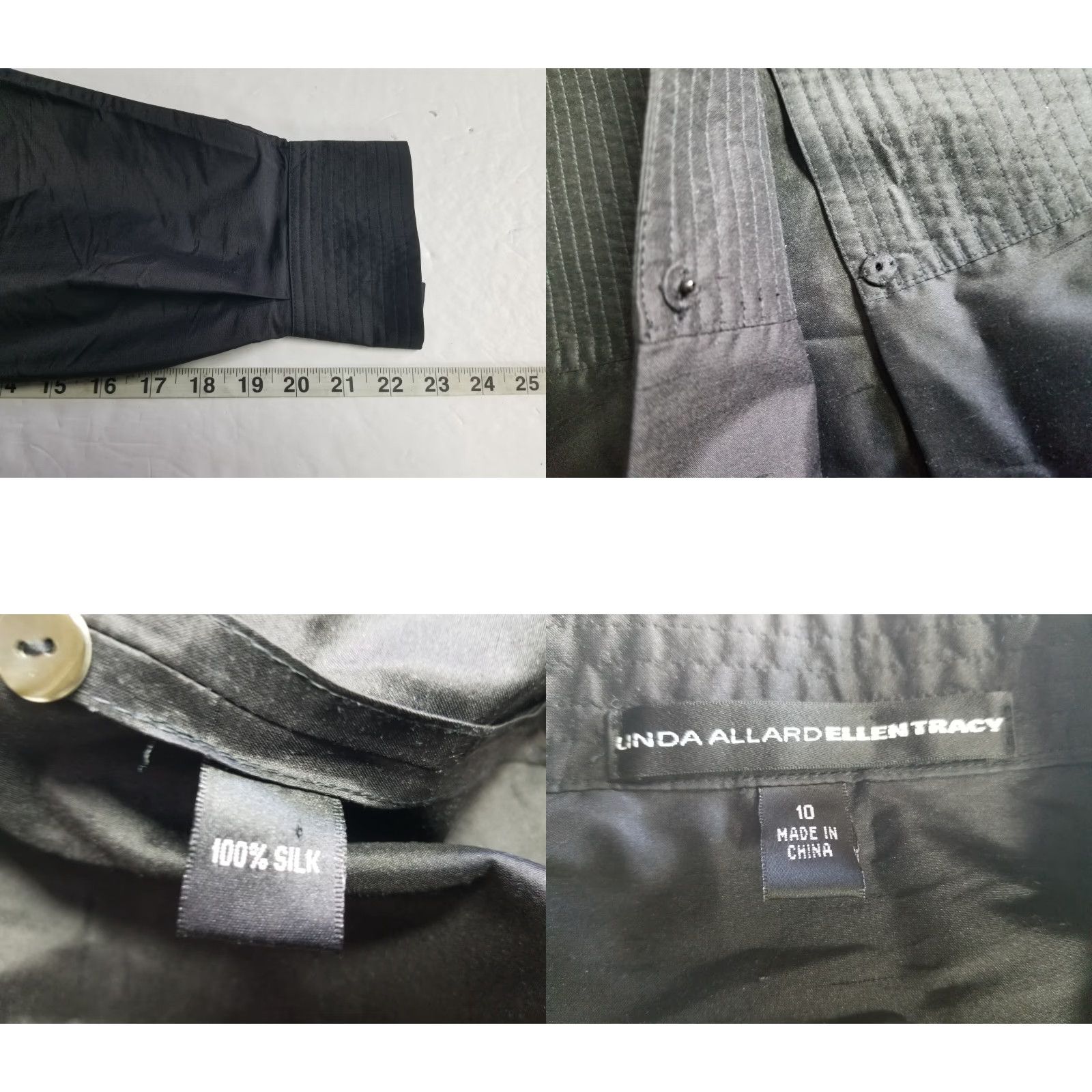 Linda Allard Ellen Tracy Cardigan 100% Silk Black Women Size 10